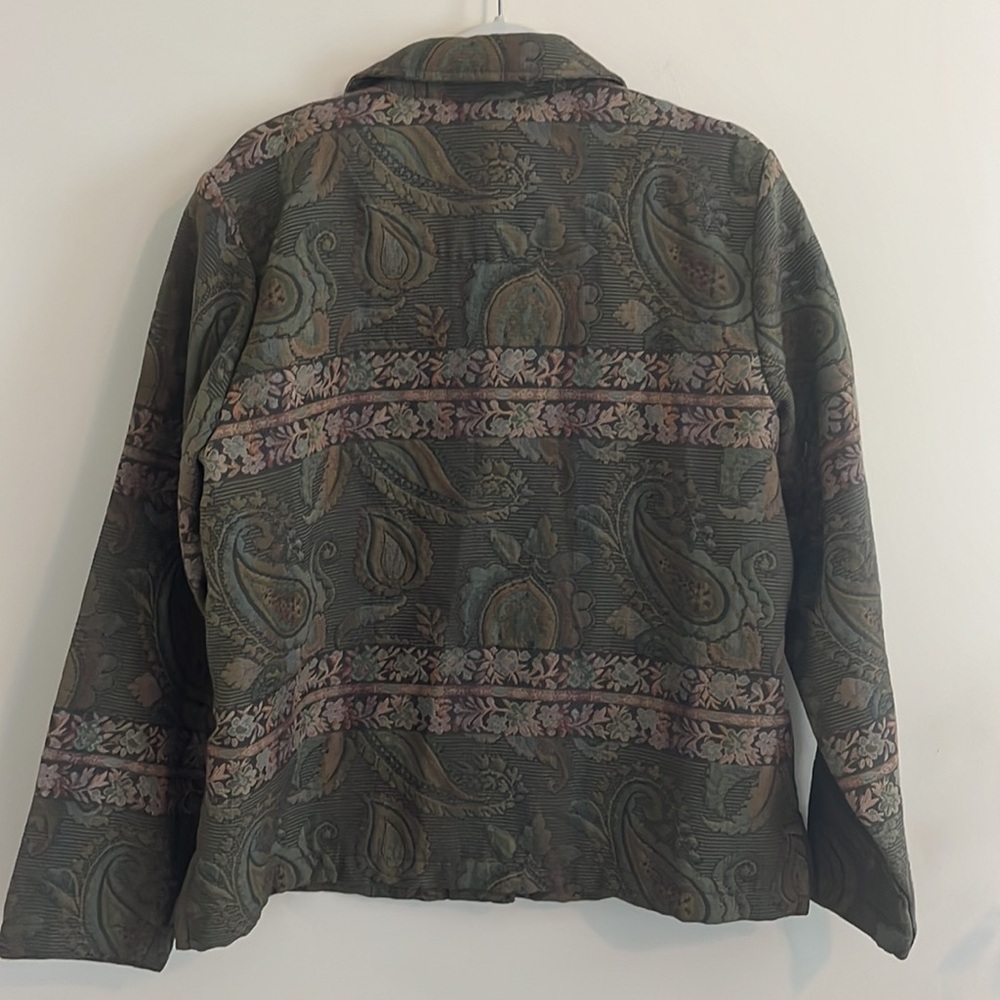 Coldwater Creek Tapestry Jacket Paisley Green Floral Autumn Winter Earthy Boho L - Picture 5 of 5